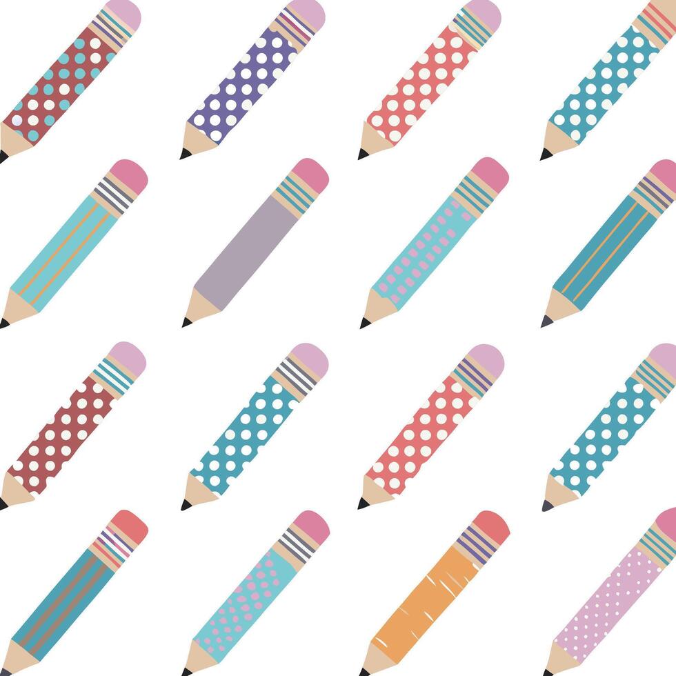 Collection of Colorful Patterned Pencils for School and Office Supplies vector