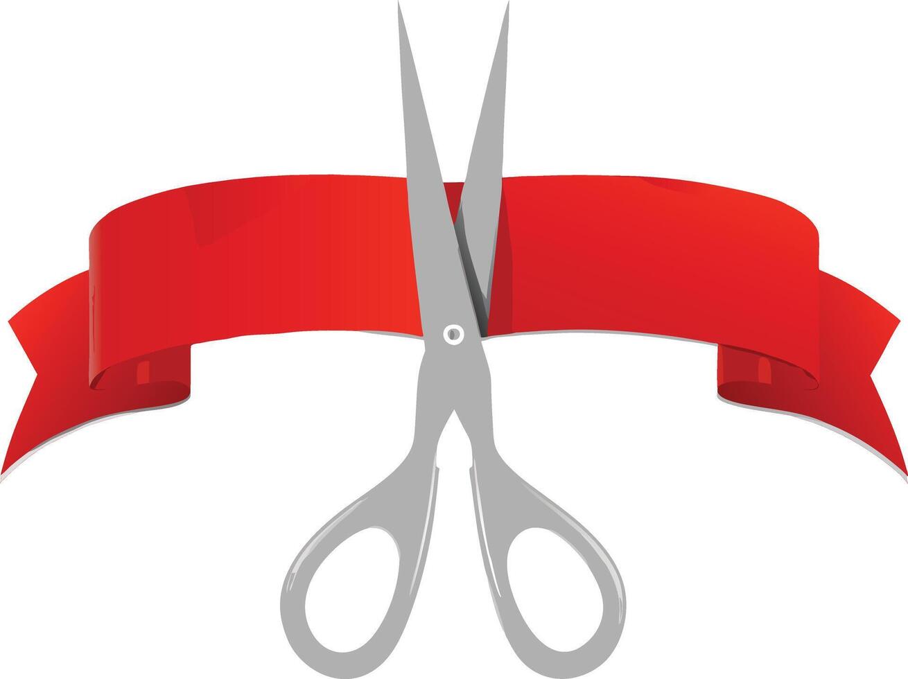 Grand Opening Ceremony Red Ribbon Cutting Scissors Illustration vector