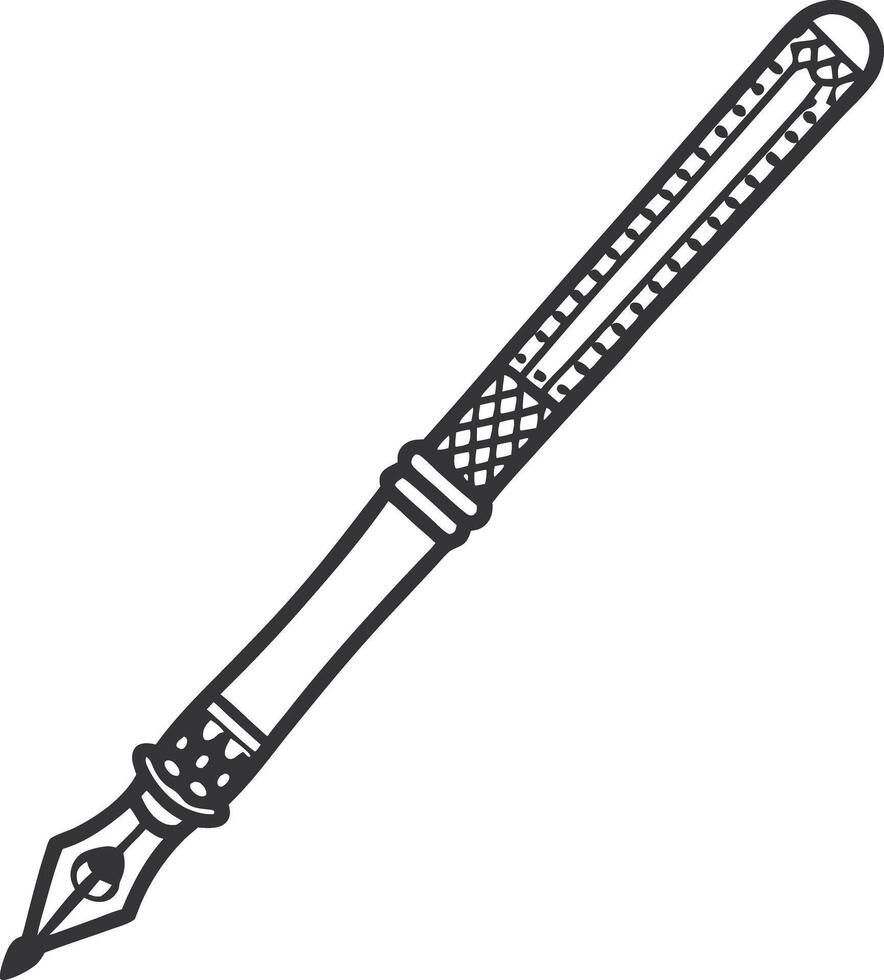 Elegant Black and White Illustration of a Vintage Fountain Pen vector