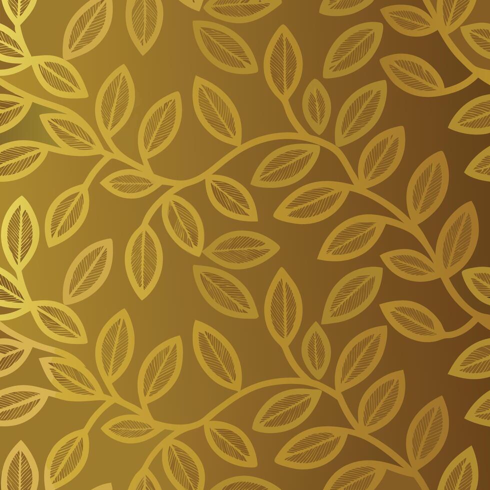 Elegant Golden Leaf Pattern Seamless Texture Background Wallpaper Design vector