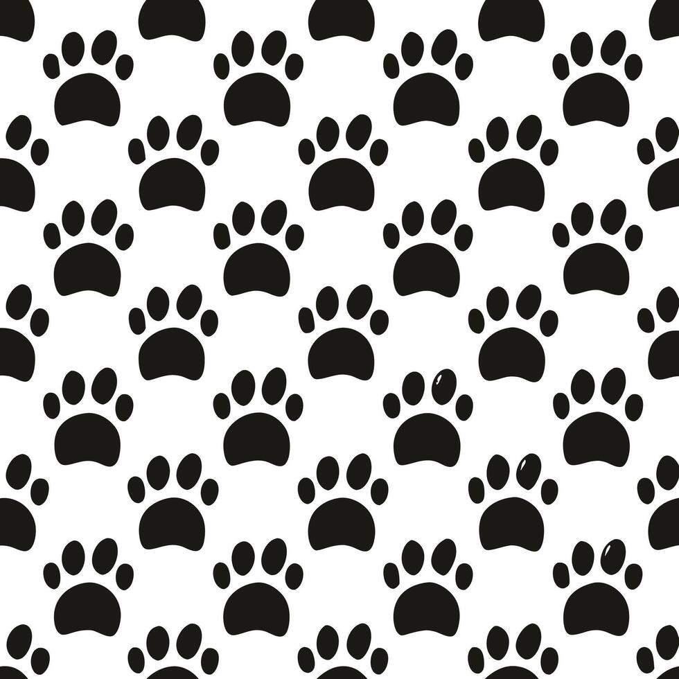 A black and white pattern with paw prints vector
