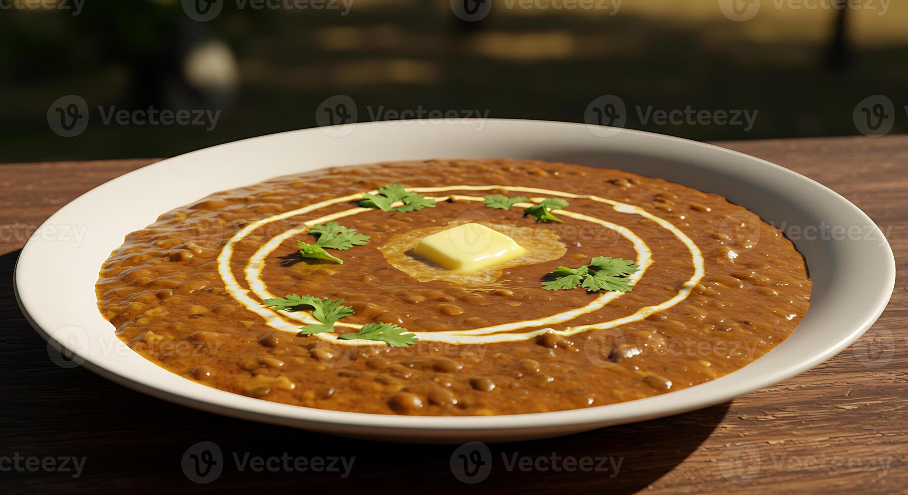 Dal Makhani Rich Brown Lentil Stew Creamy Swirls Butter Topping photo