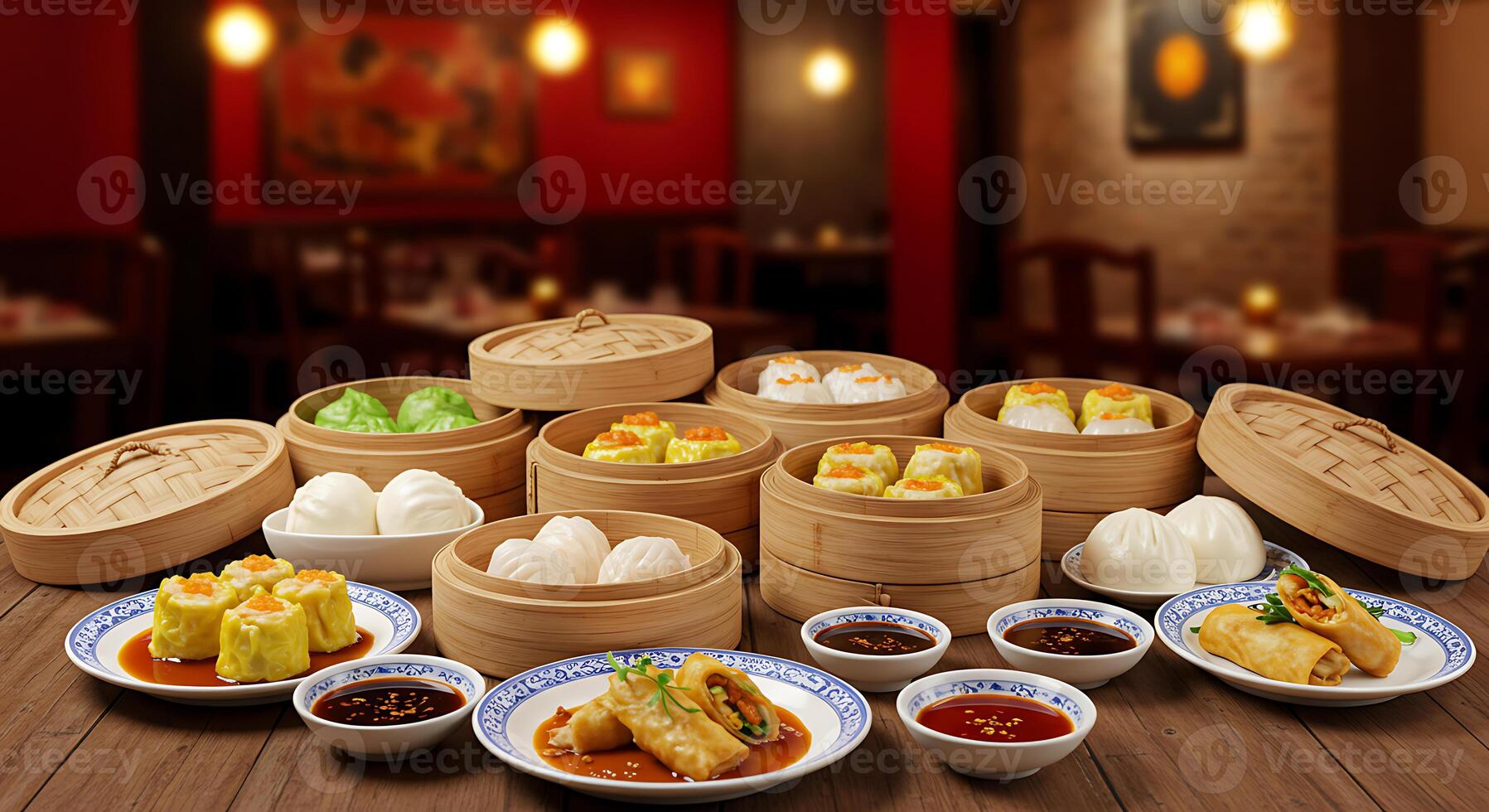 Dim Sum Feast Steaming Bamboo Baskets of Delicious Delights photo