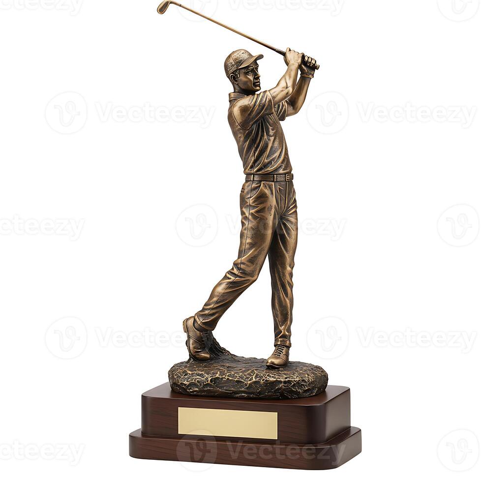Bronze Golfer Sculpture Dynamic Pose Classic Style Trophy photo