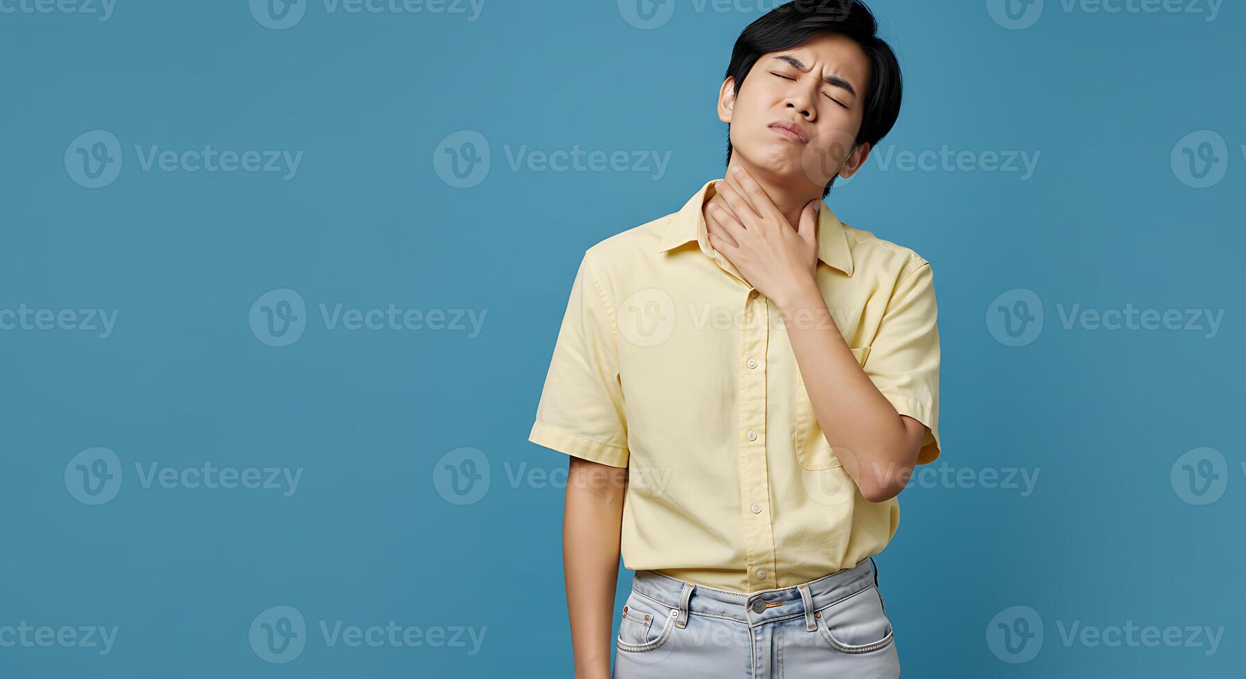 Mans Sore Throat A Simple Studio Portrait photo