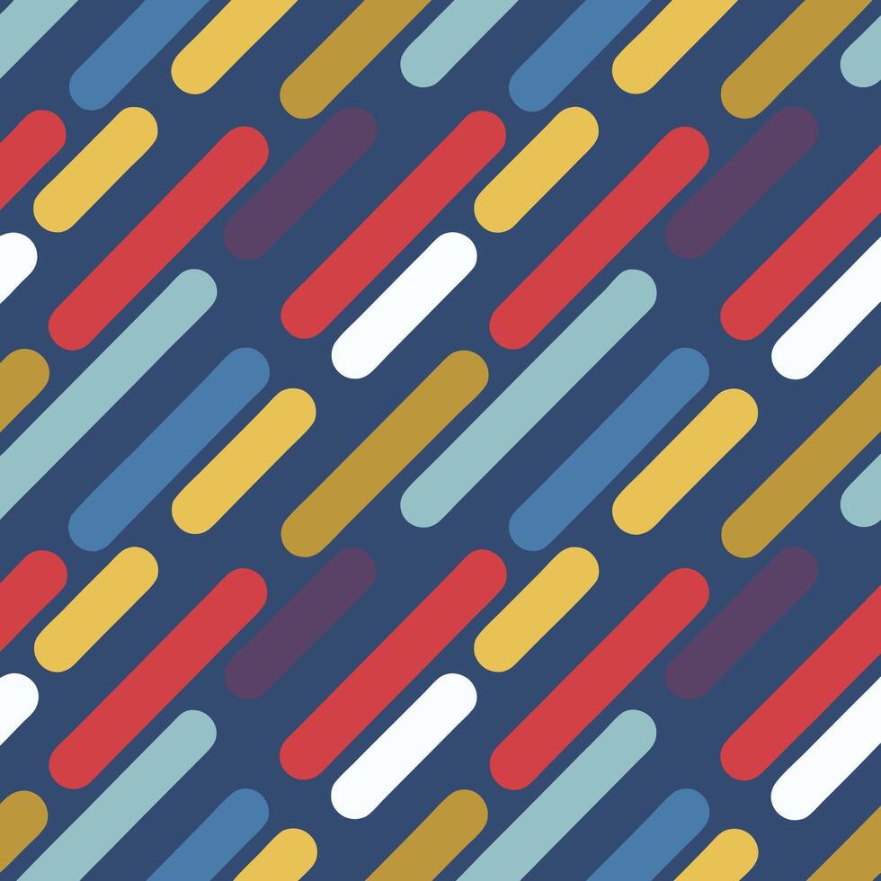 Abstract Geometric Pattern with Diagonal Colorful Rounded Rectangles Seamless Texture vector