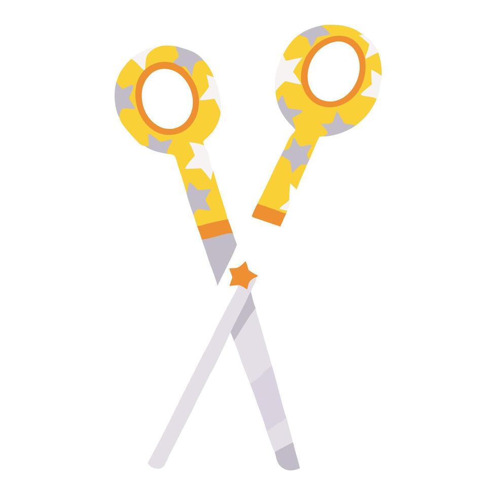 A pair of scissors with a star pattern vector