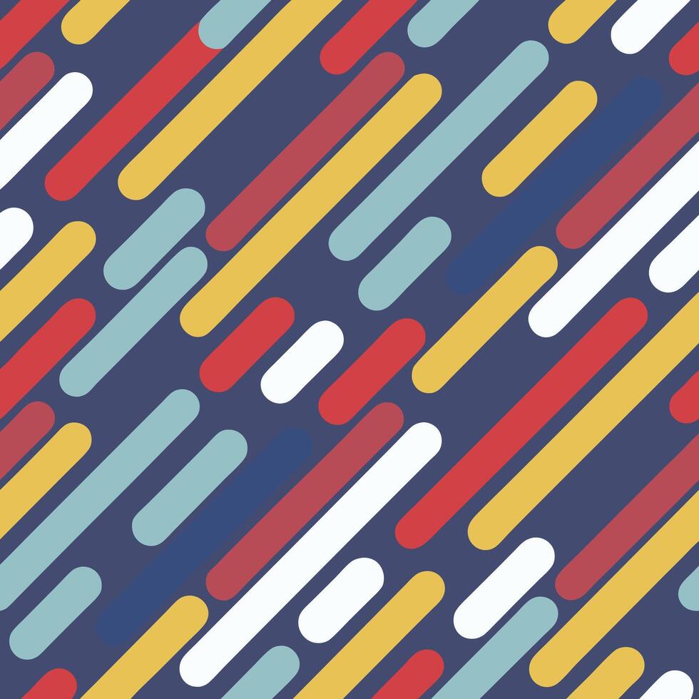 Abstract Geometric Pattern with Diagonal Colorful Lines and Rounded Shapes Seamless Repeat vector
