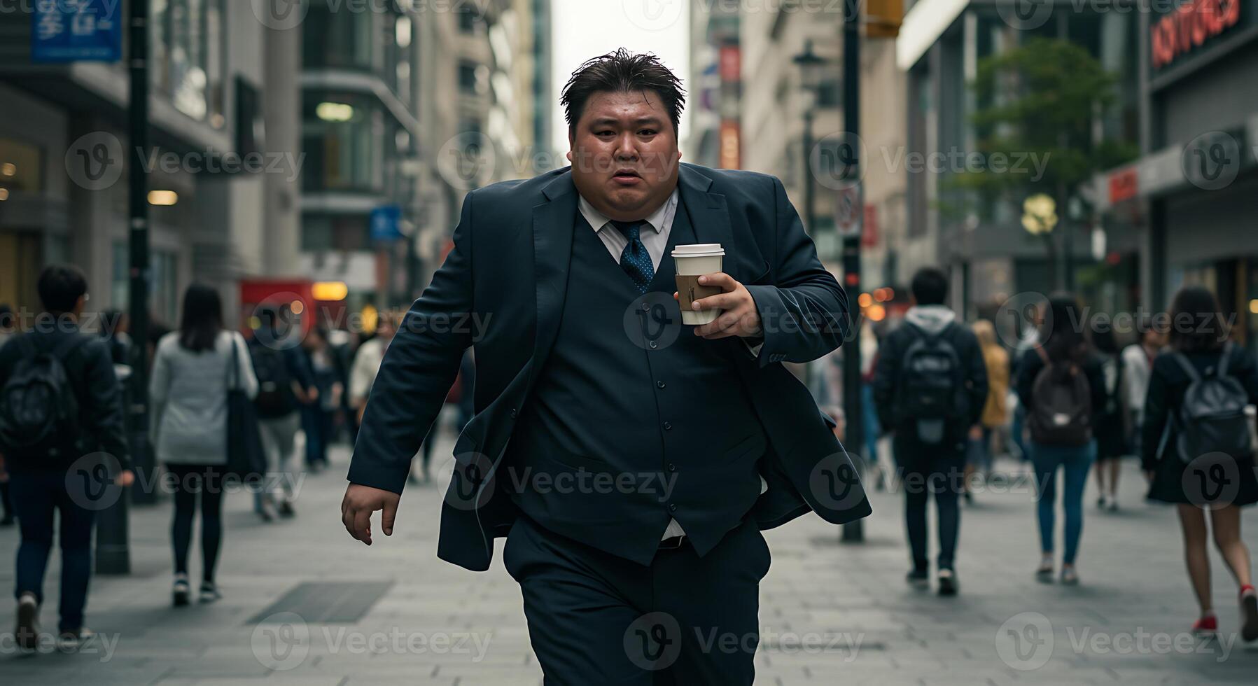 Businessman in a Hurry A Moody Urban Street Scene photo