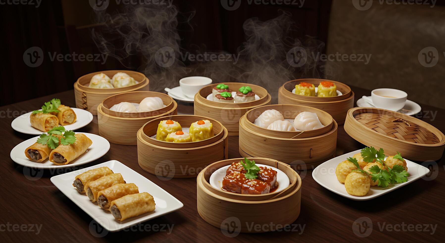 A table with a bunch of dishes on it photo