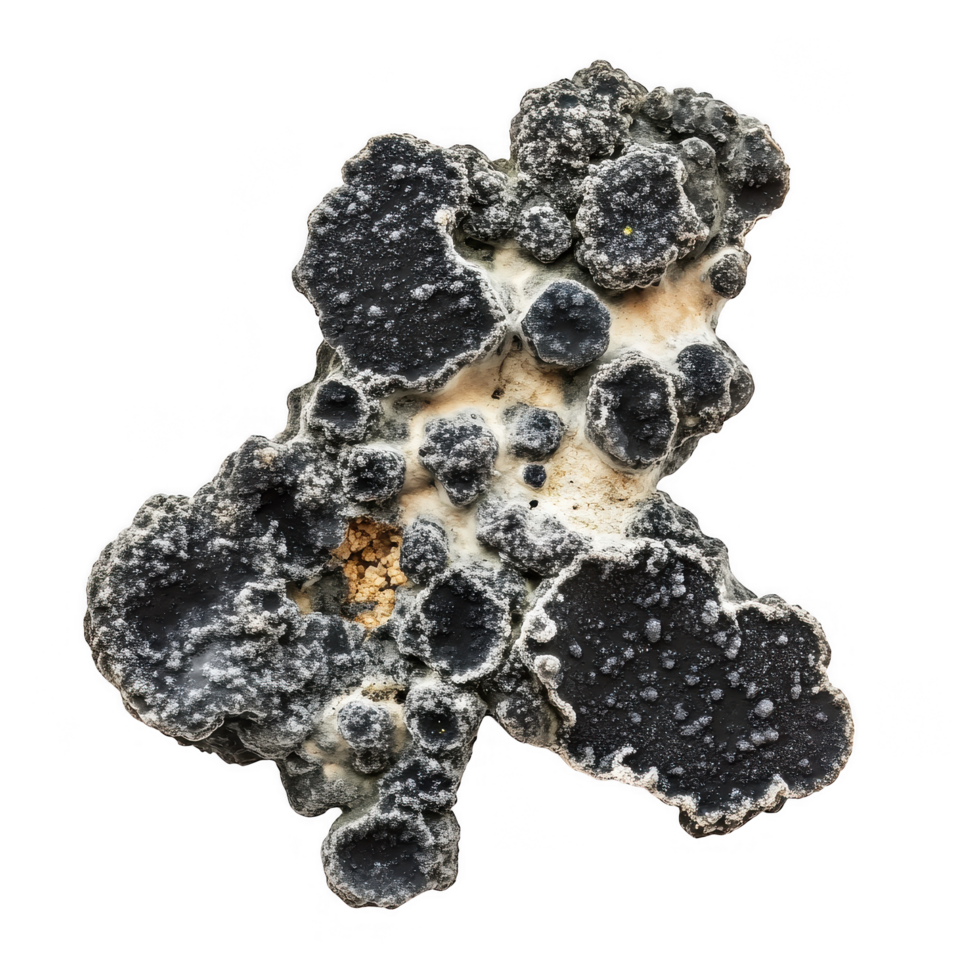 Black mold is toxic fungus commonly found in damp environments, posing health risks. Its appearance is characterized by dark patches and fuzzy texture, often indicating moisture issues png