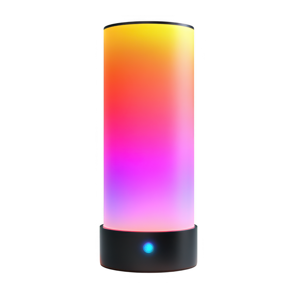 customizable multicolor LED lamp with smooth gradient glow, perfect for creating relaxing atmosphere in any space. Ideal for home decor or mood lighting png