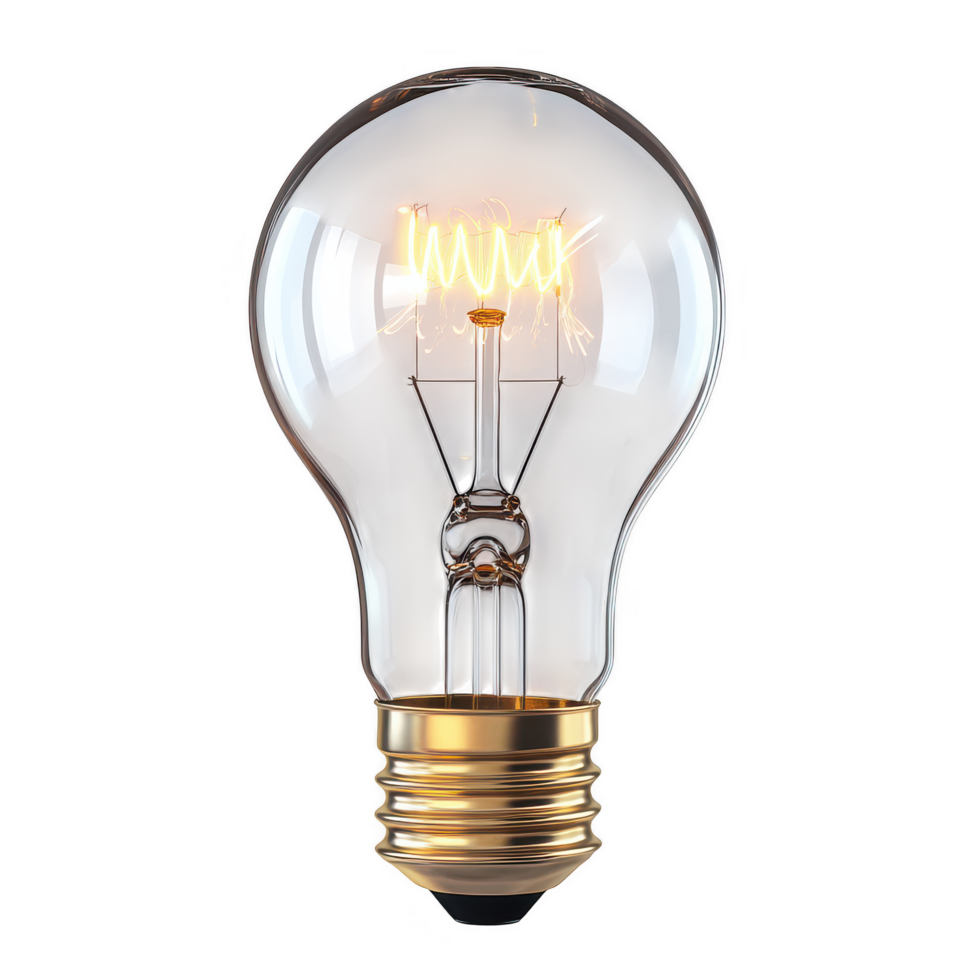 clássico incandescente luz lâmpada com visível brilhando filamento, exibindo caloroso iluminação e vintage Projeto. perfeito para adicionando nostálgico toque para qualquer espaço png