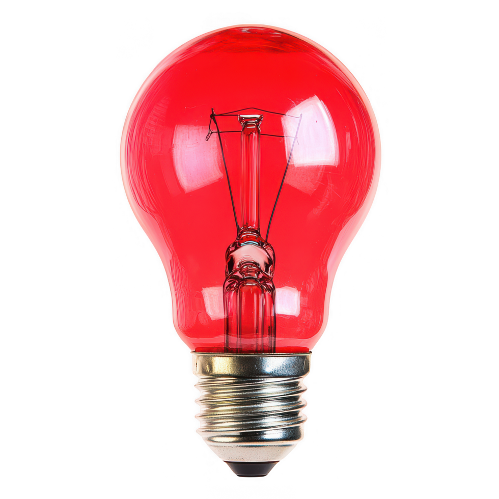 Red heat lamp bulb used for heating and illumination in various settings. Its vibrant color adds unique touch while providing warmth and comfort png