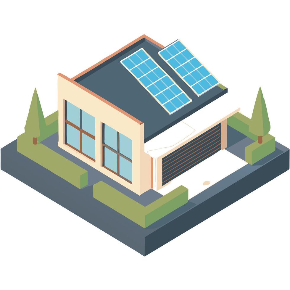 An illustration of a house with solar panels on the roof vector