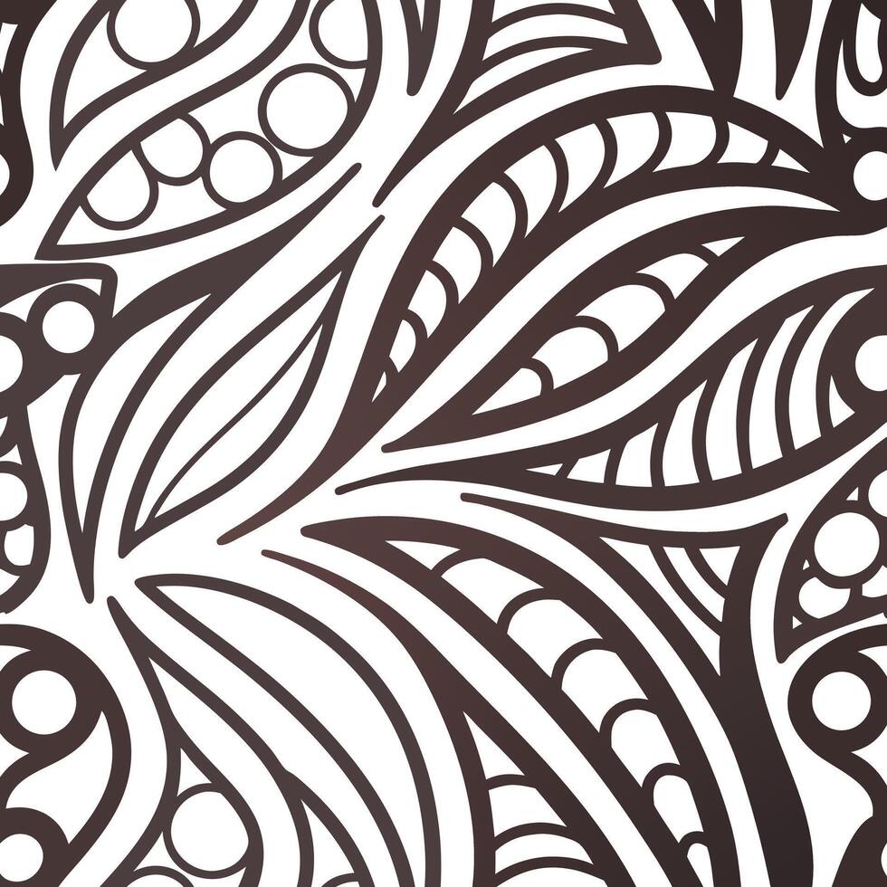 Abstract Black and White Doodle Pattern with Intricate Floral and Curvy Designs vector