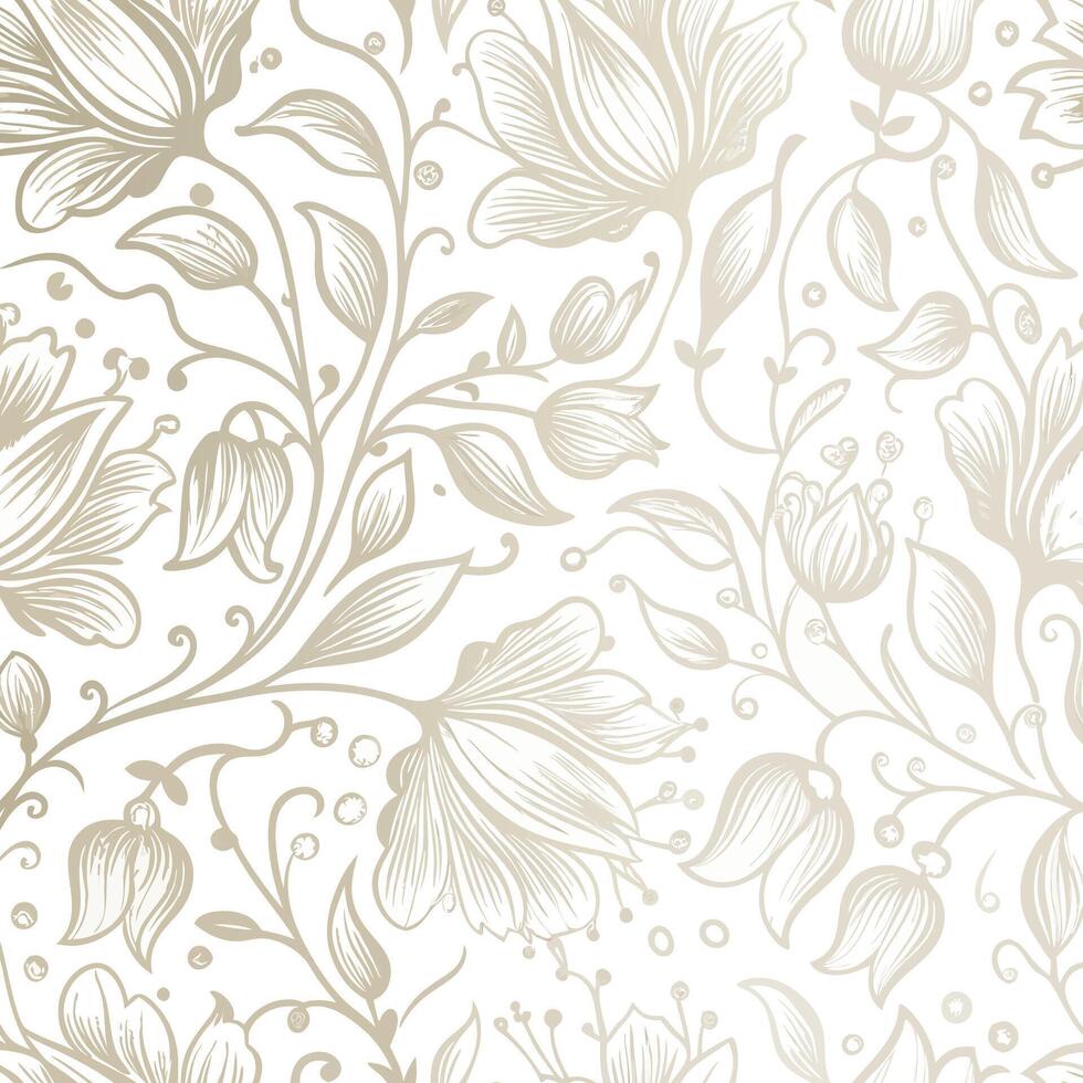 Seamless floral pattern with gold leaves and flowers vector