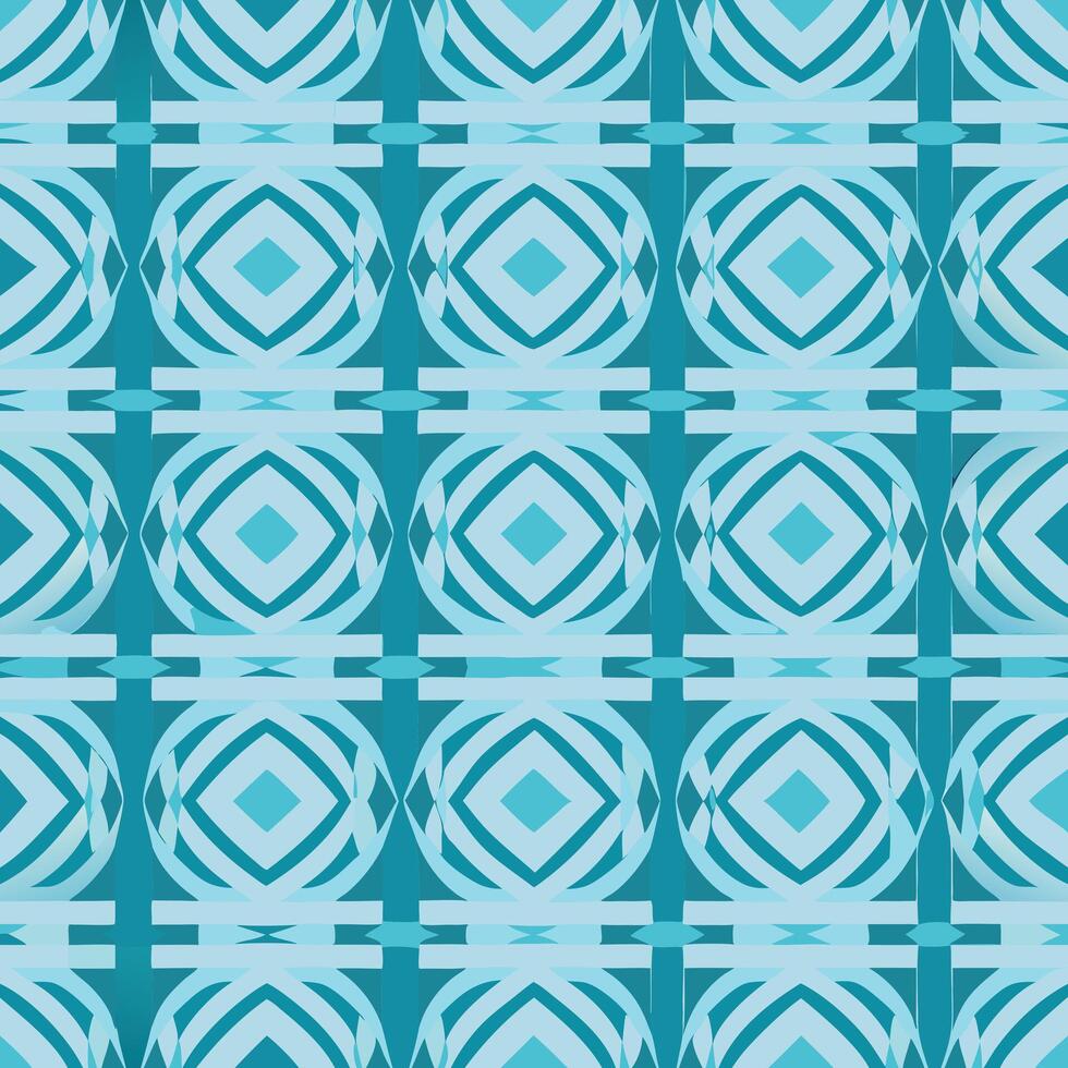 Seamless Teal and Light Blue Geometric Pattern Abstract Background Design with Repeating Shapes and Lines vector