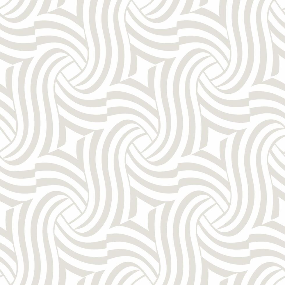 Abstract Seamless Pattern with Intertwined Wavy Lines and Stripes in Light Gray and White vector