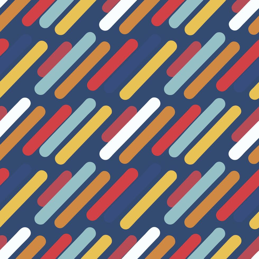 Abstract Diagonal Pattern with Colorful Rounded Rectangles Seamless Repeat Design vector
