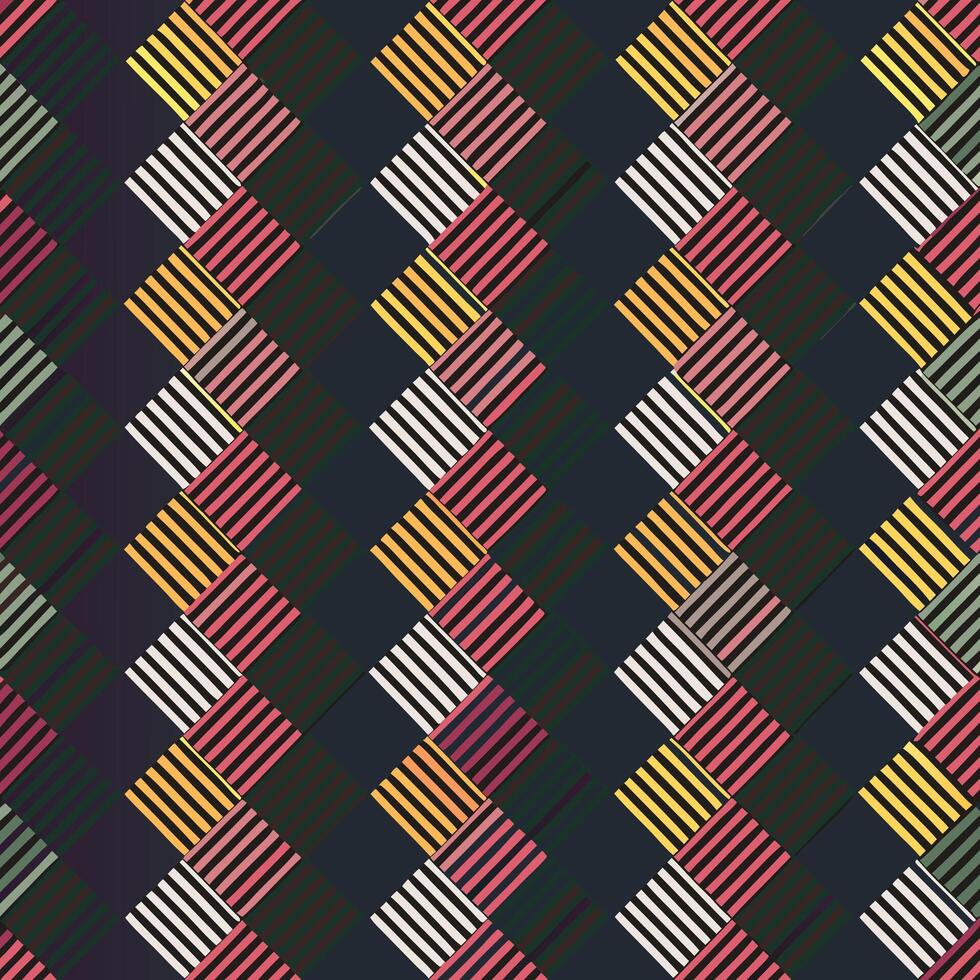 Abstract Geometric Pattern with Diagonal Lines and Colorful Squares vector