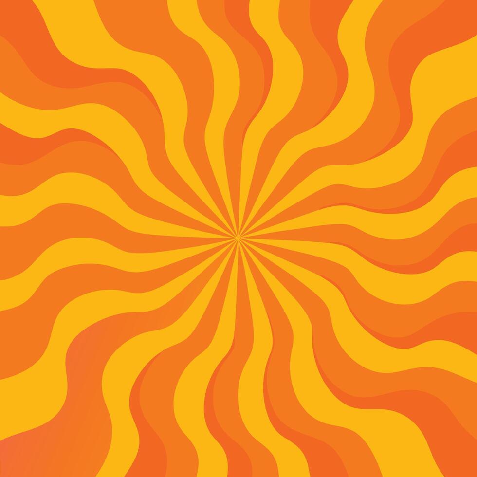 Abstract Orange and Yellow Sunburst Background Design with Wavy Lines vector