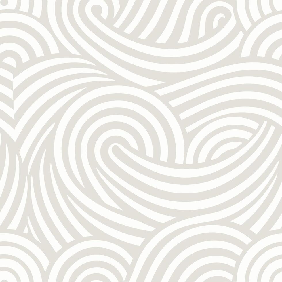 Abstract seamless pattern with swirling lines and waves design, elegant and stylish background texture in beige and white tones vector