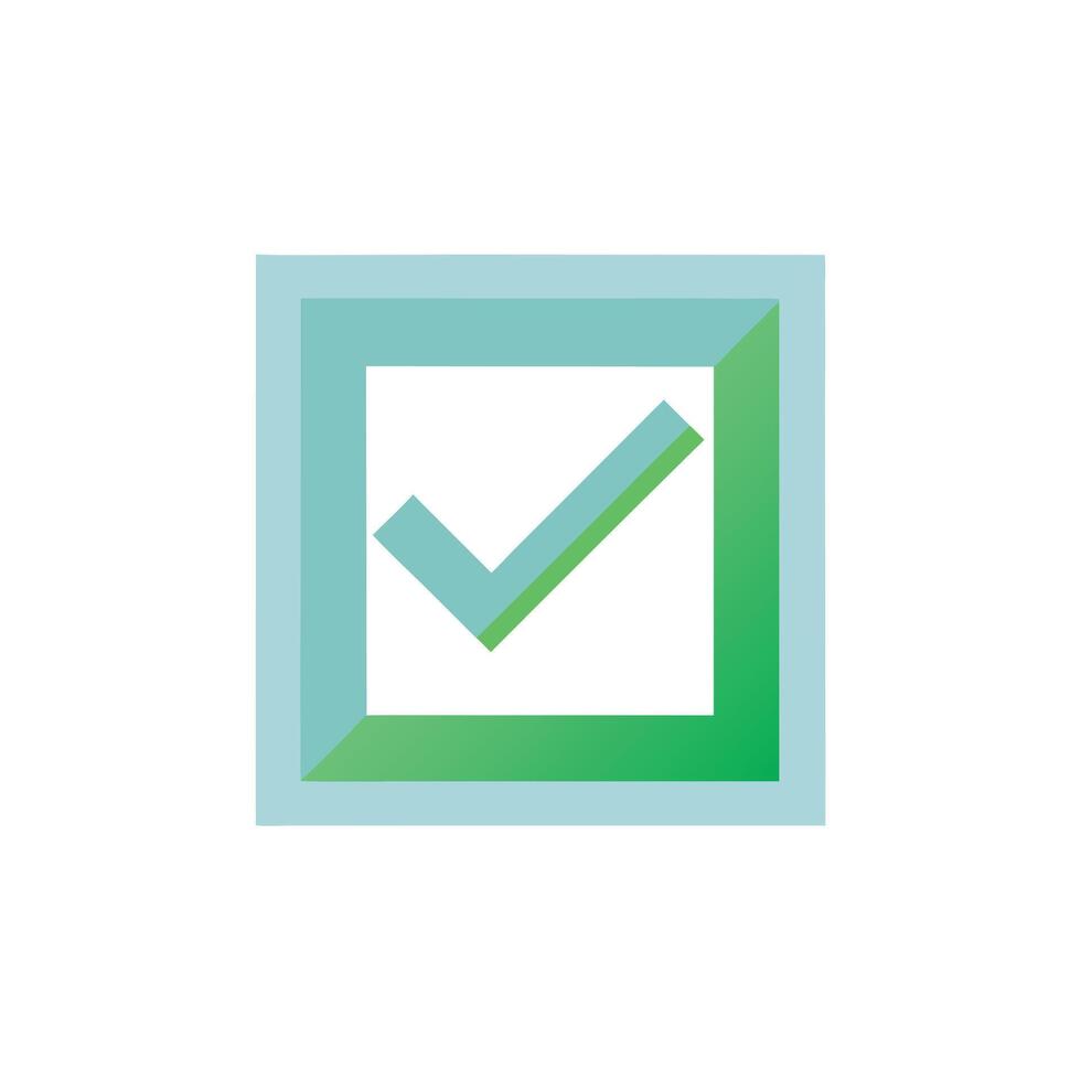 A check mark in a square box with a green border vector