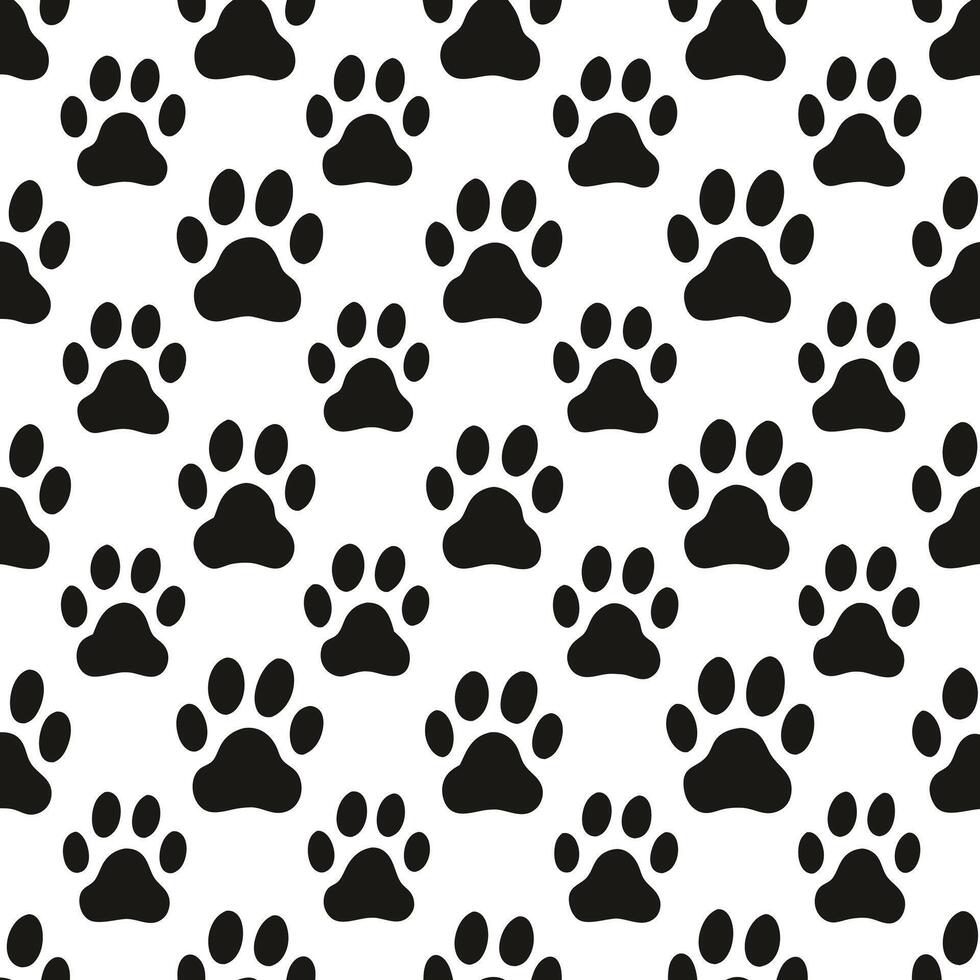 Seamless pattern of dog paw prints on white background vector