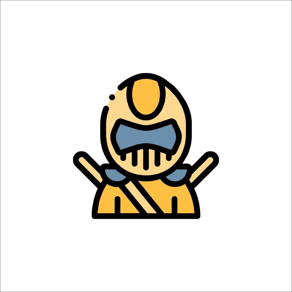 A yellow and orange character with a helmet on vector