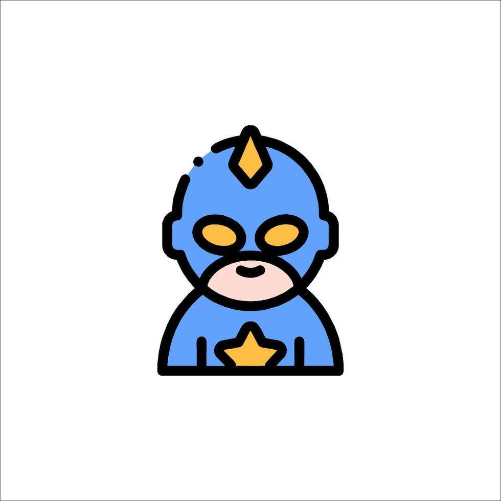 A cartoon character in a blue and yellow costume vector