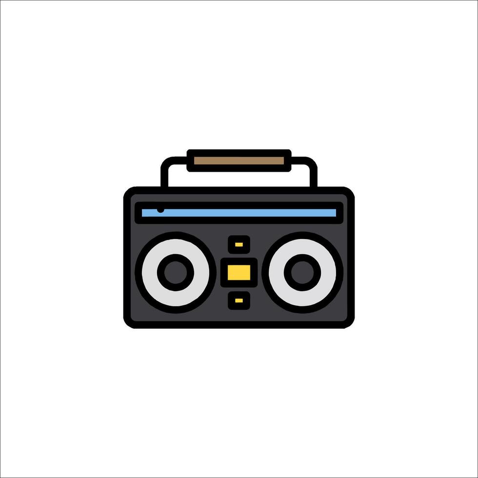 A black and white icon of a boombox vector