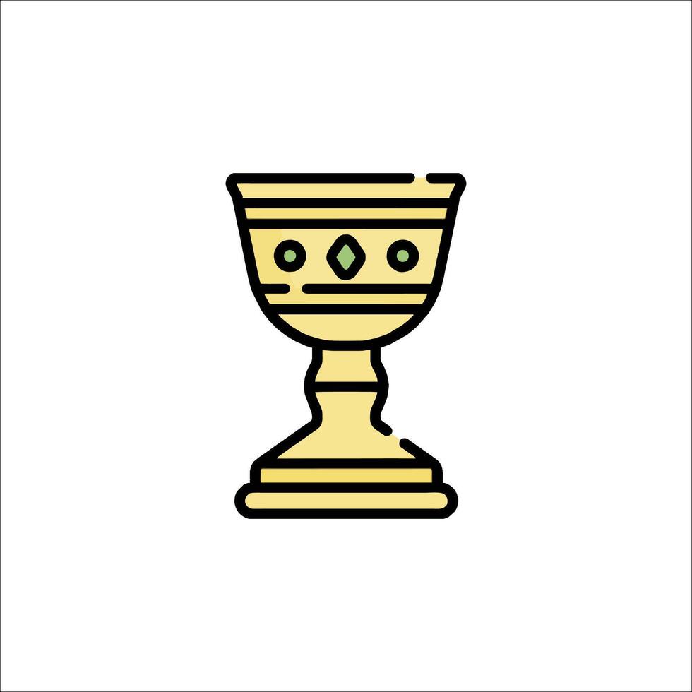 A golden cup with a green dot on top vector