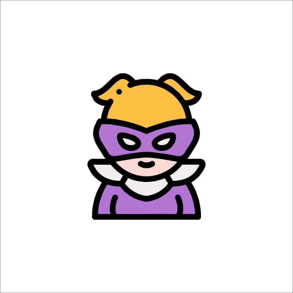 A purple and yellow girl with a mask on her face vector