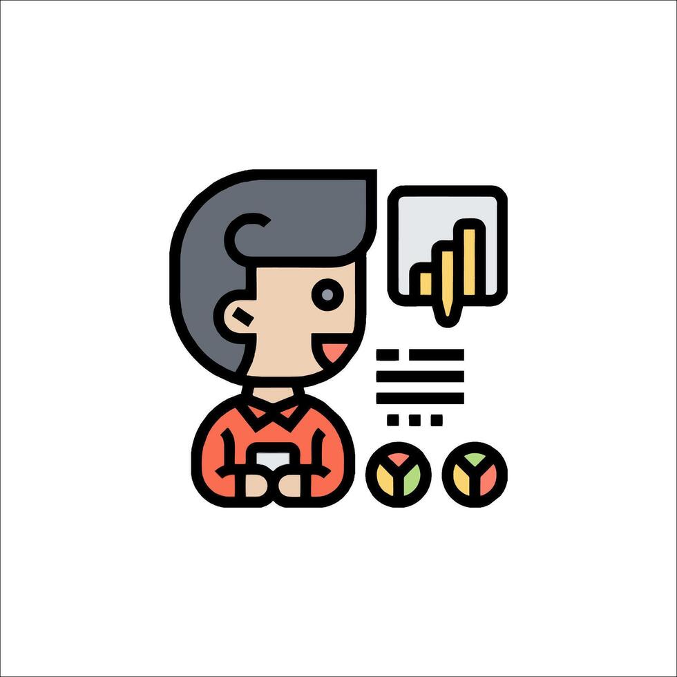 A man is holding a tablet with a chart on it vector