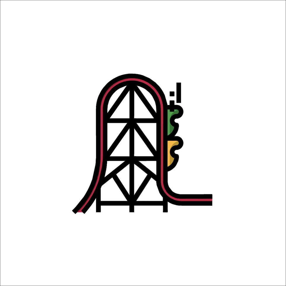 A roller coaster is shown in a line drawing vector