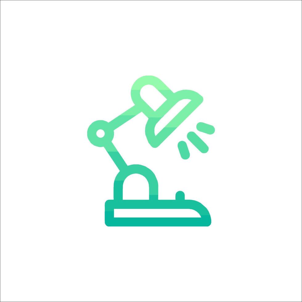 A green and white icon of a lamp on a desk vector