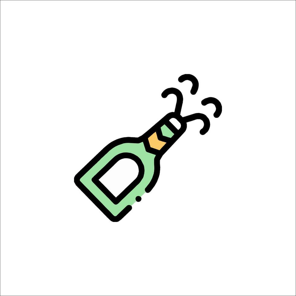 A bottle of champagne with a bottle opener icon vector