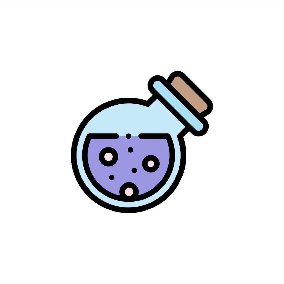 A purple liquid in a glass bottle icon vector