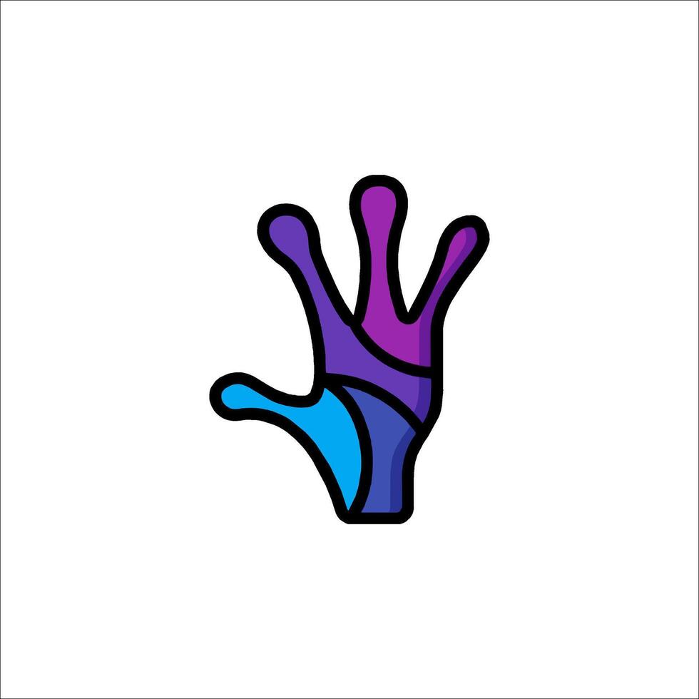 A hand with a purple and blue color vector