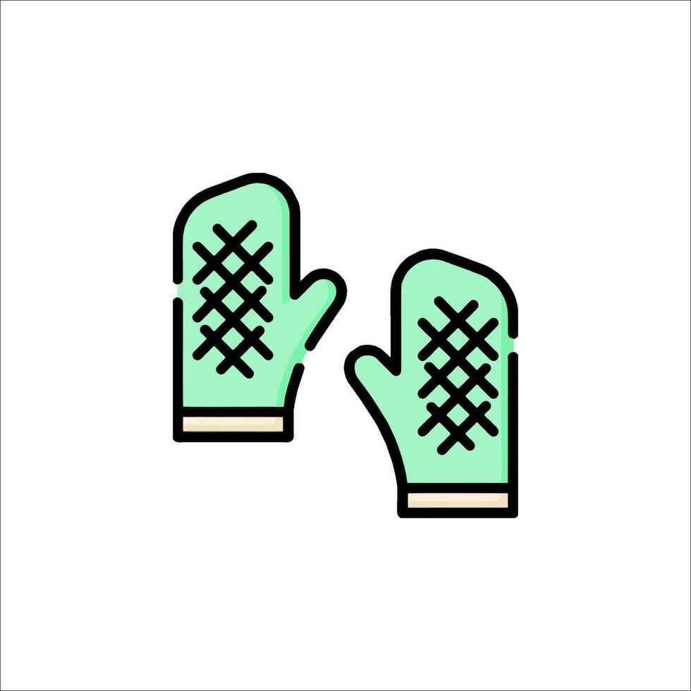 Two mittens with green and white designs vector