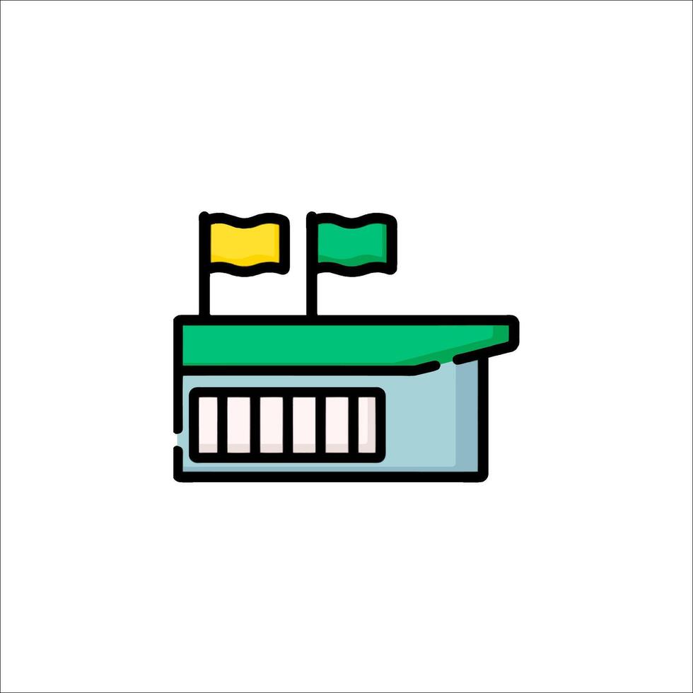 A building with two flags on top vector