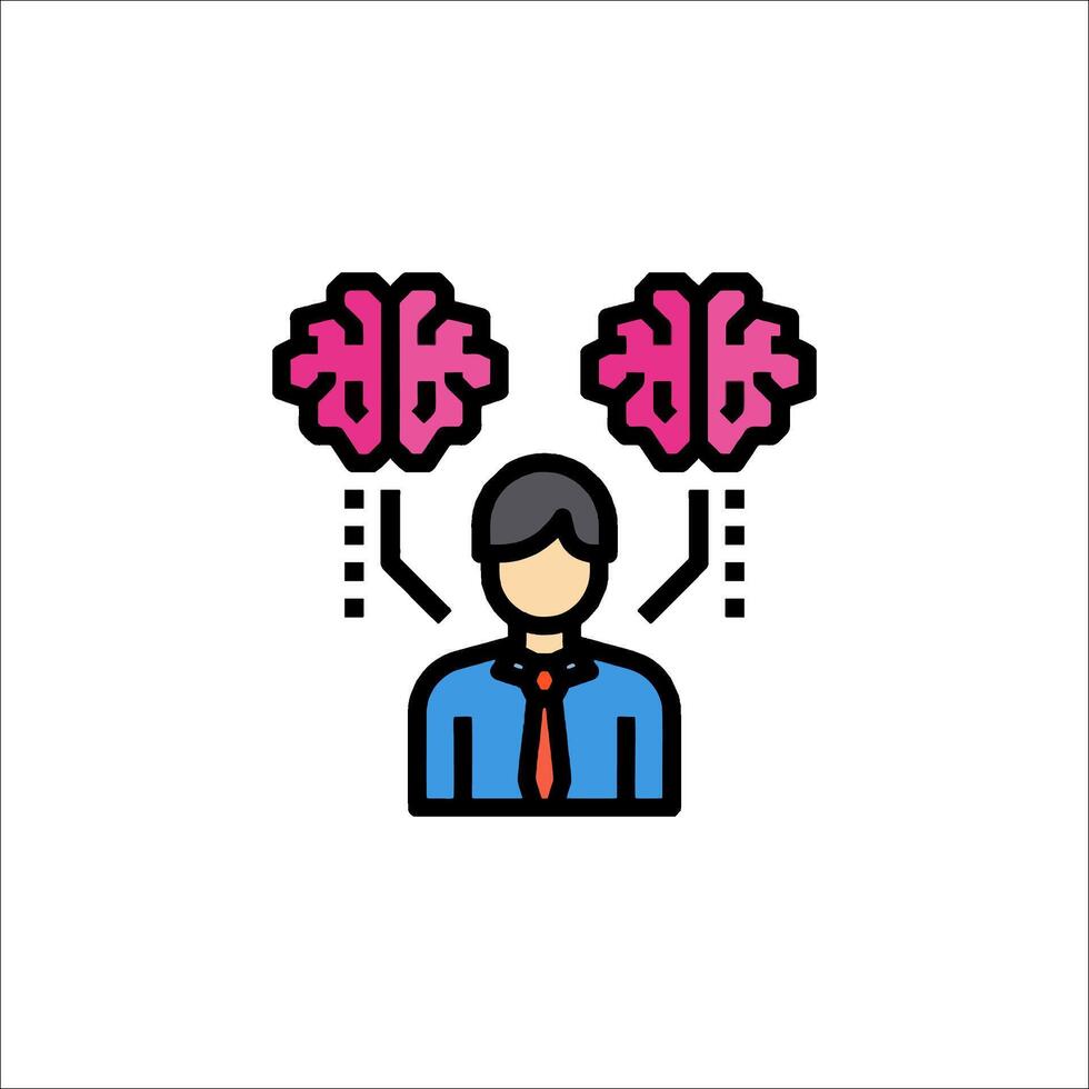A man with two brain symbols on his head vector