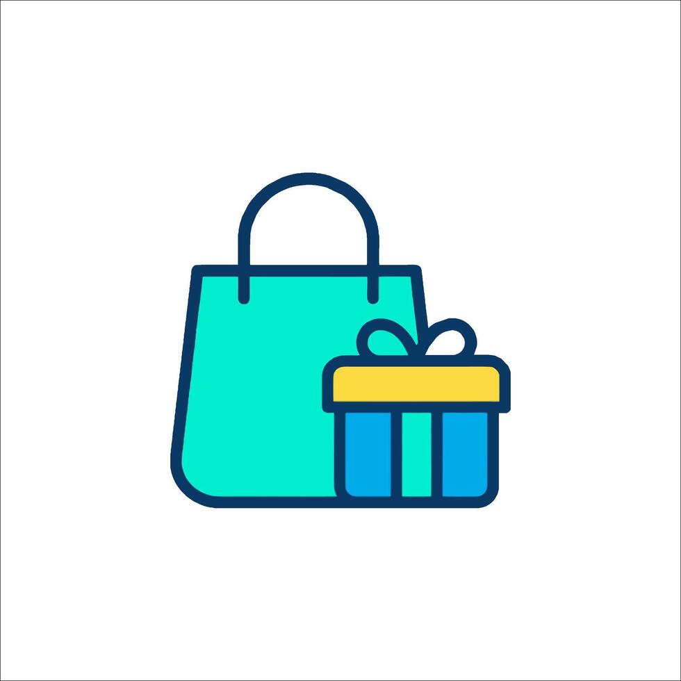Shopping bag and gift box icon vector