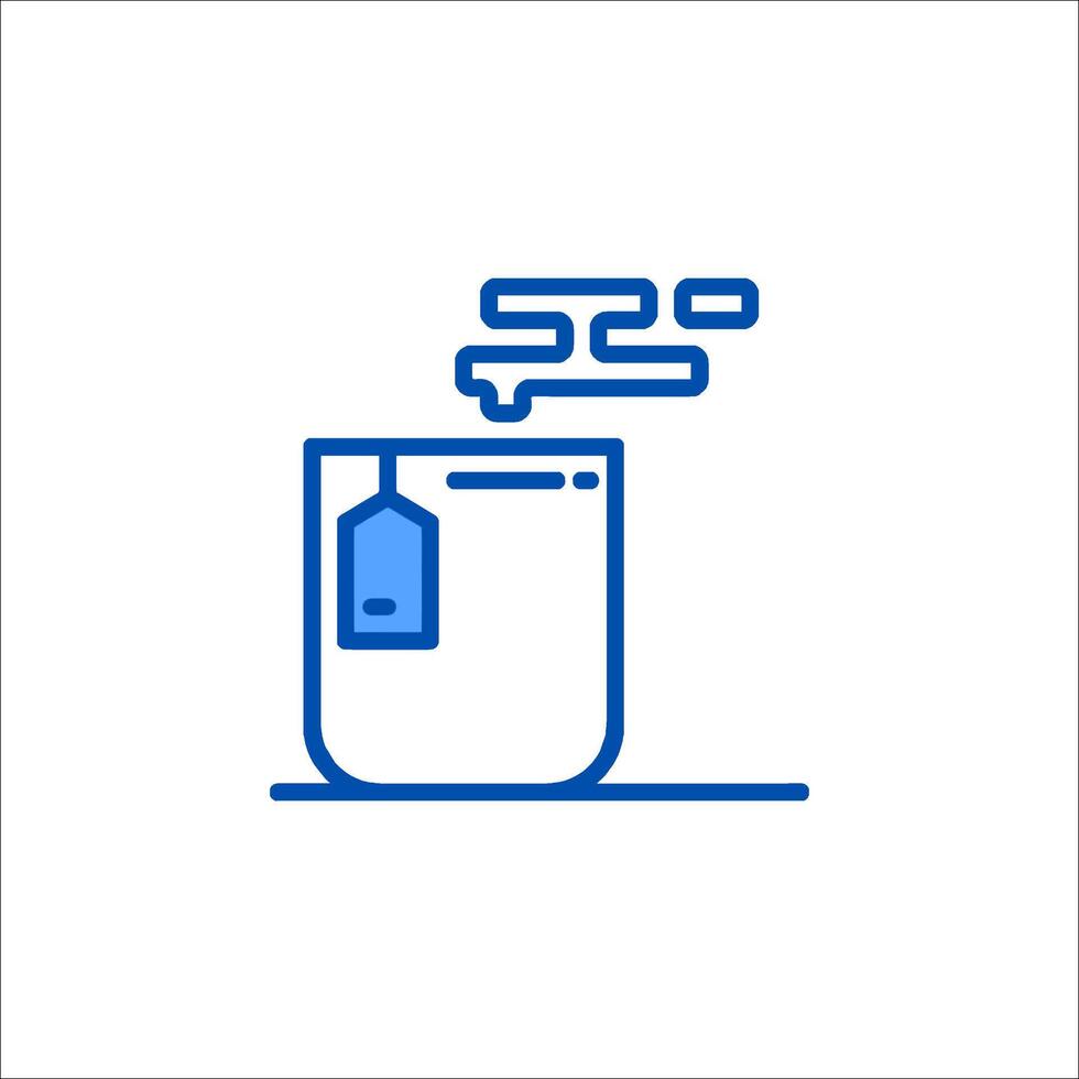 A tea bag is in a cup with a steam coming out of it vector