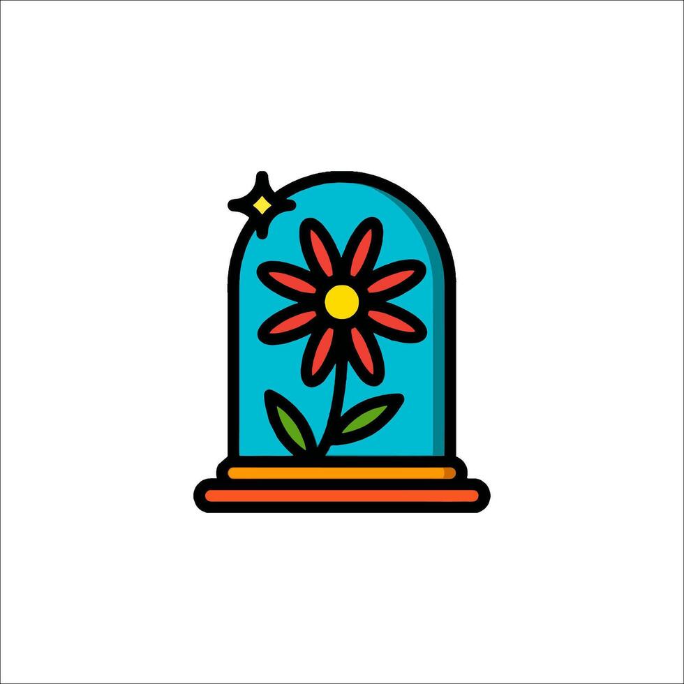 Flower in a glass dome icon vector