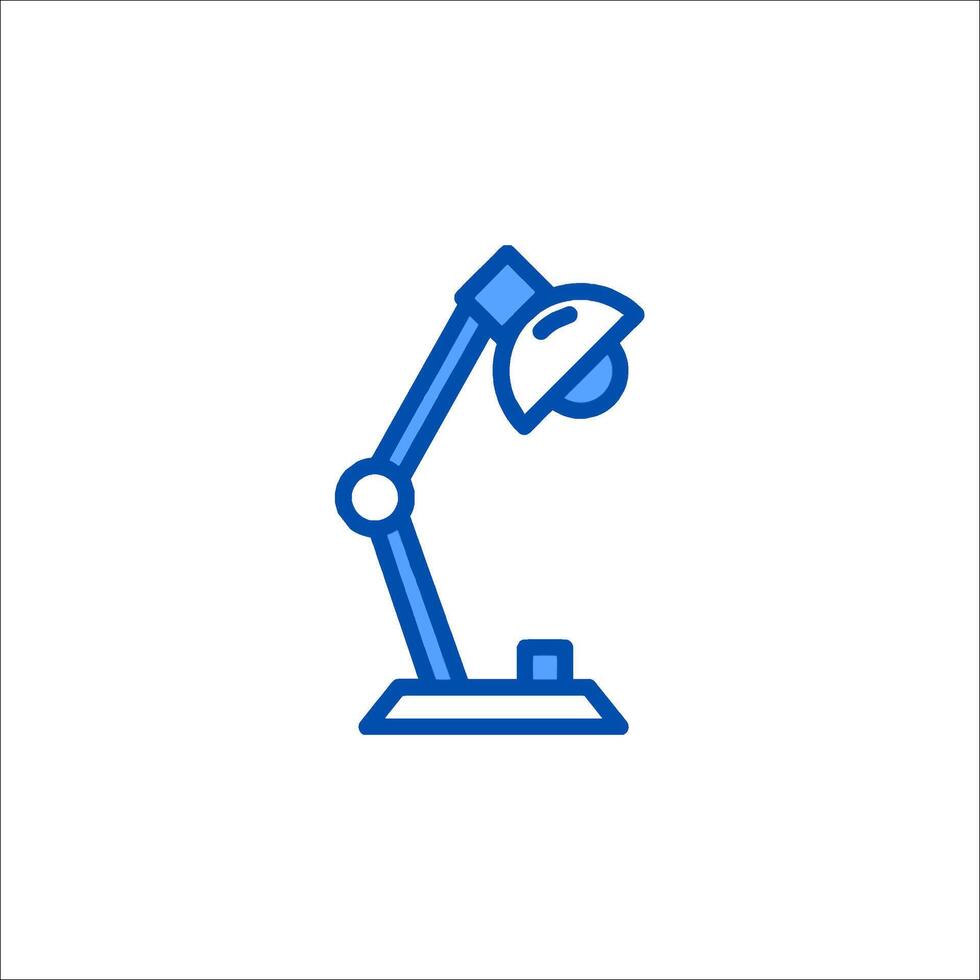 A blue lamp on a desk with a light bulb vector