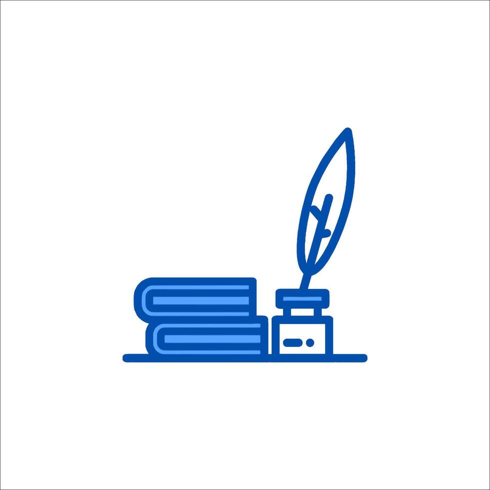 A blue ink pen and a book icon vector