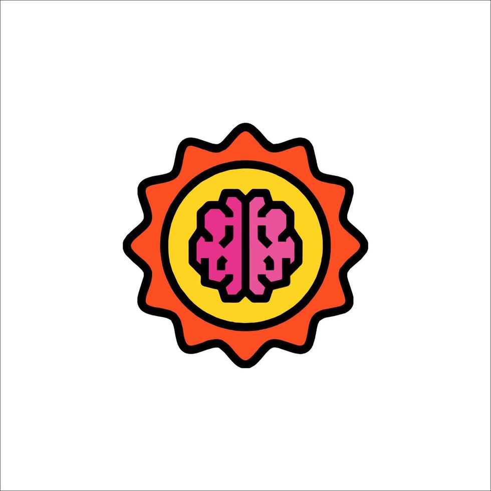 A brain icon in a sunburst vector