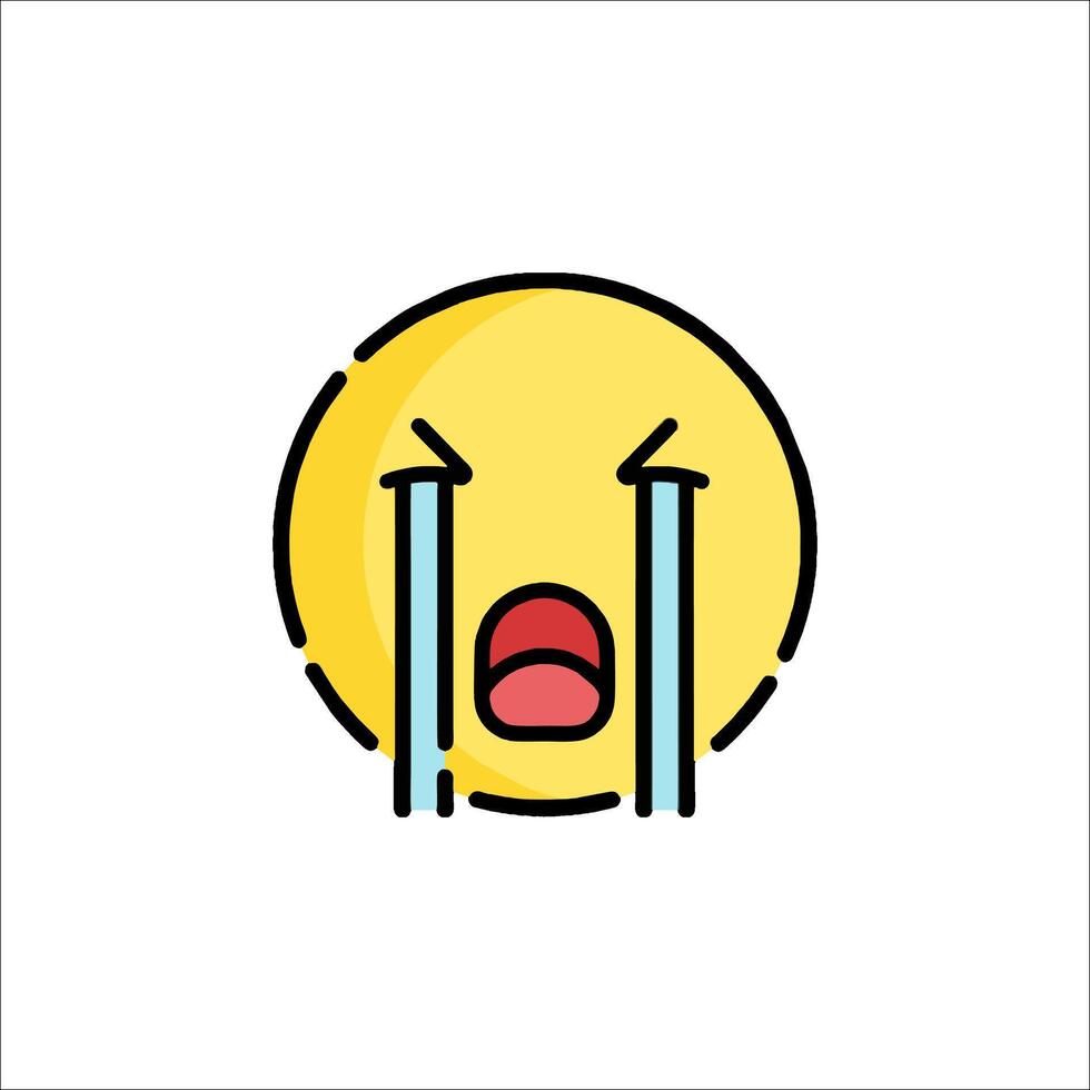 Emoji crying emoticon icon with tears vector